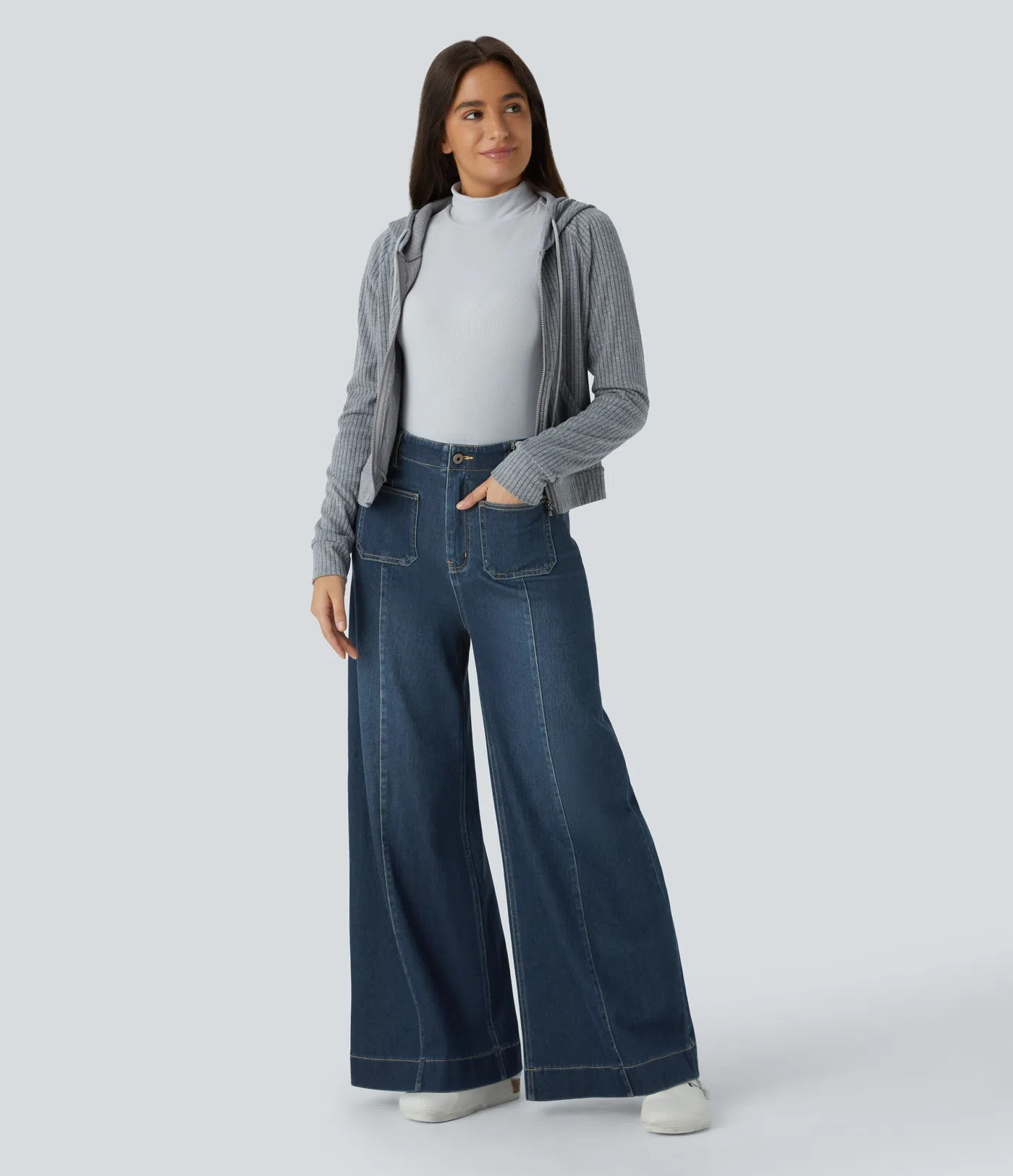 Wide-Leg Stretch Jeans