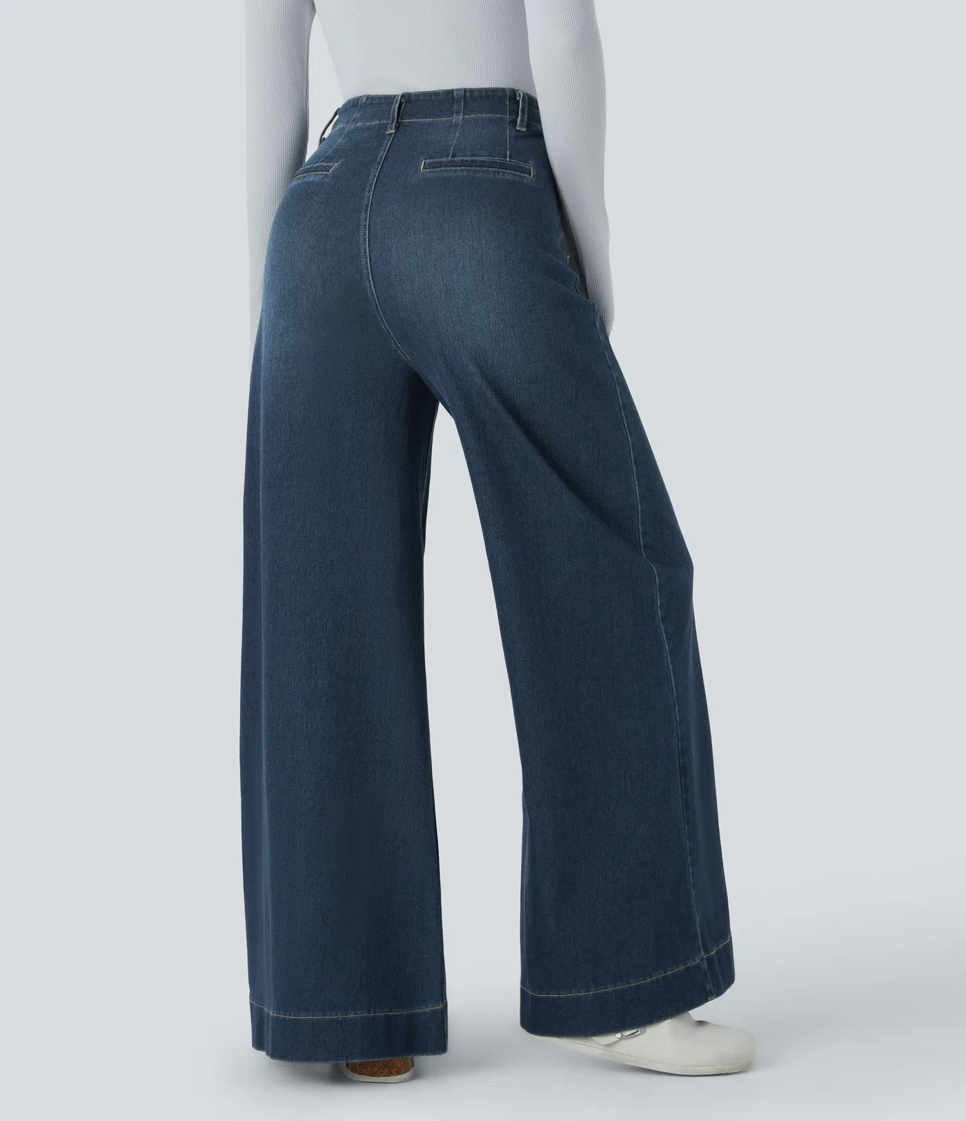 Wide-Leg Stretch Jeans