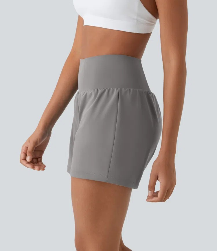 2-in-1-Yogashorts mit hoher Taille