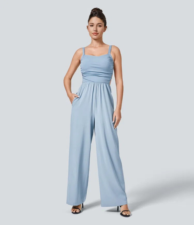 Backless Cross-Back Jumpsuit
