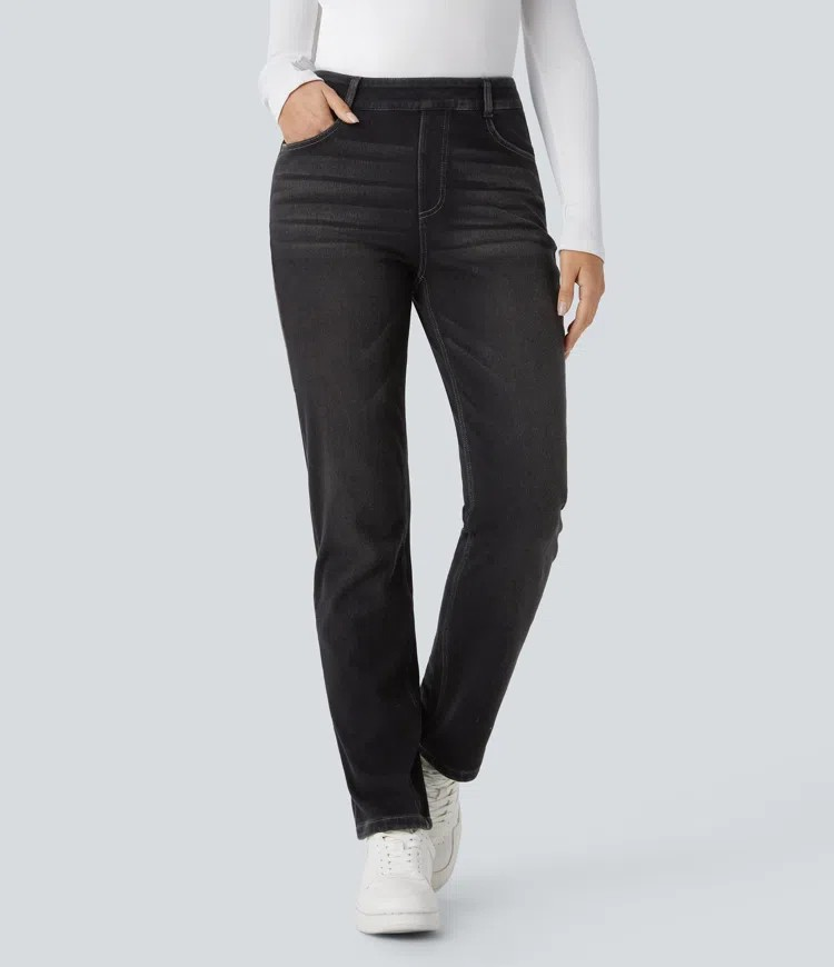 High-Waisted Thermal Jeans