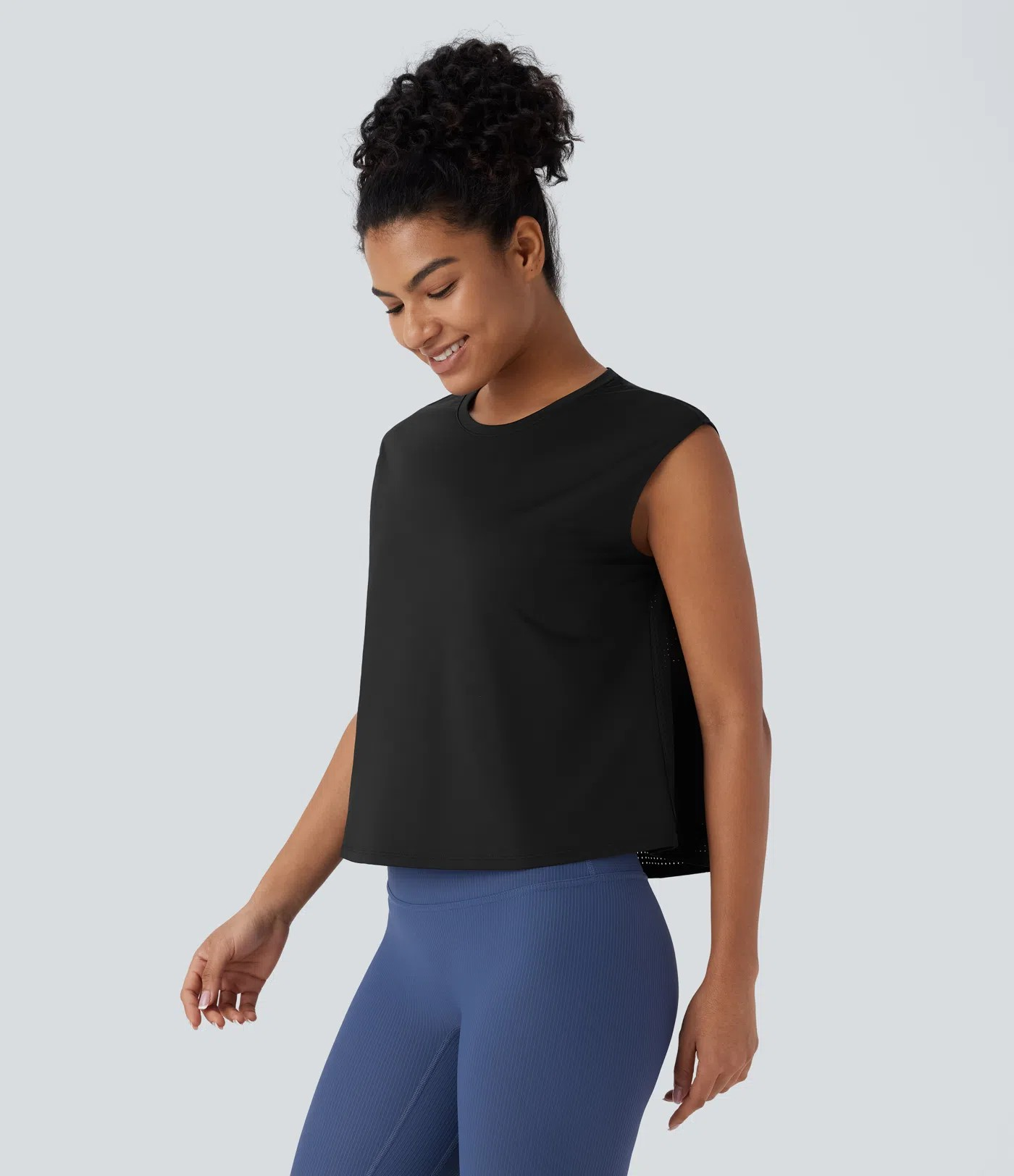 Mesh Contrast Running Tank