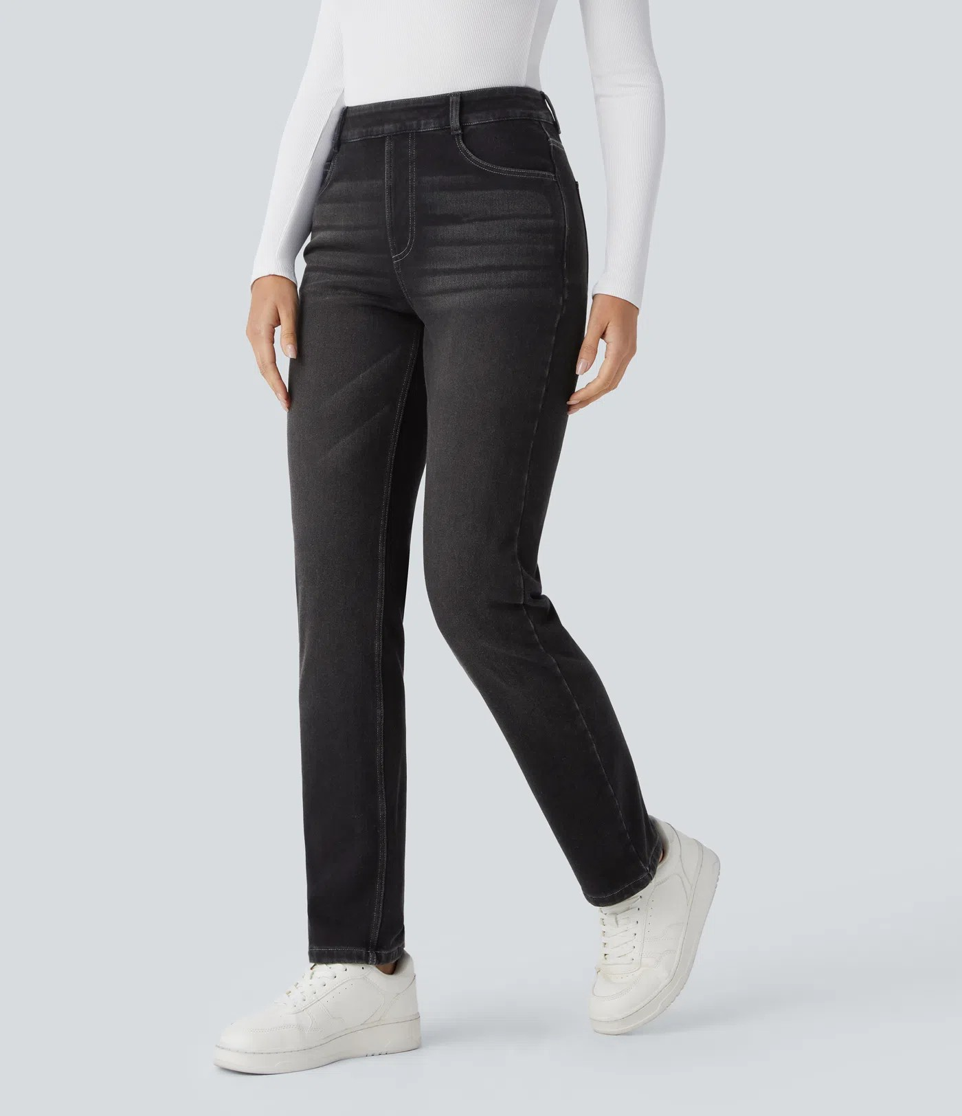 High-Waisted Thermal Jeans