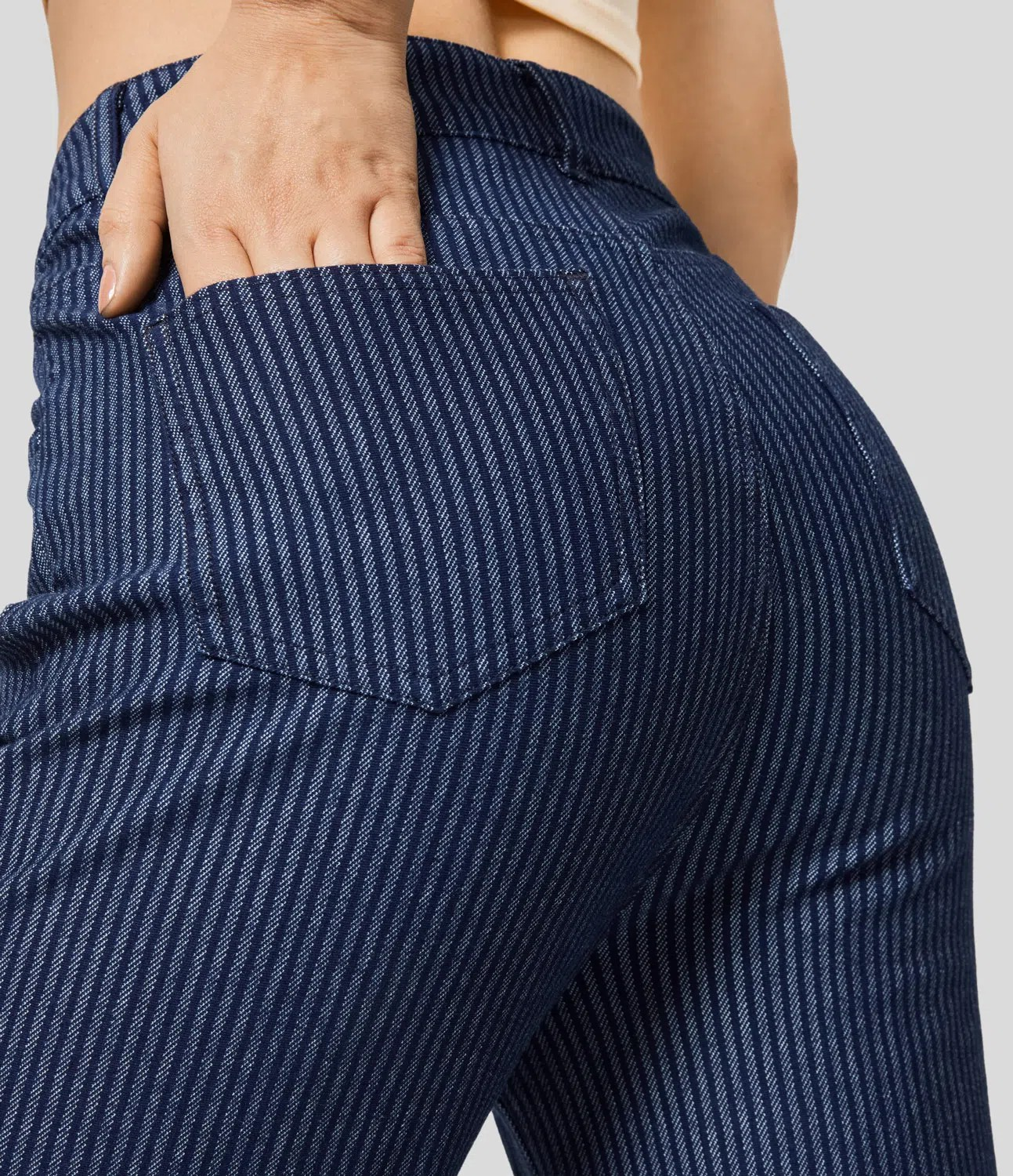 Washed Striped Straight-Leg Jeans