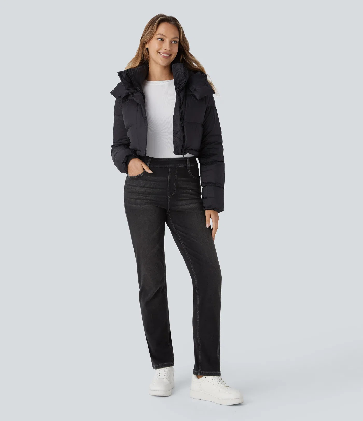 High-Waisted Thermal Jeans