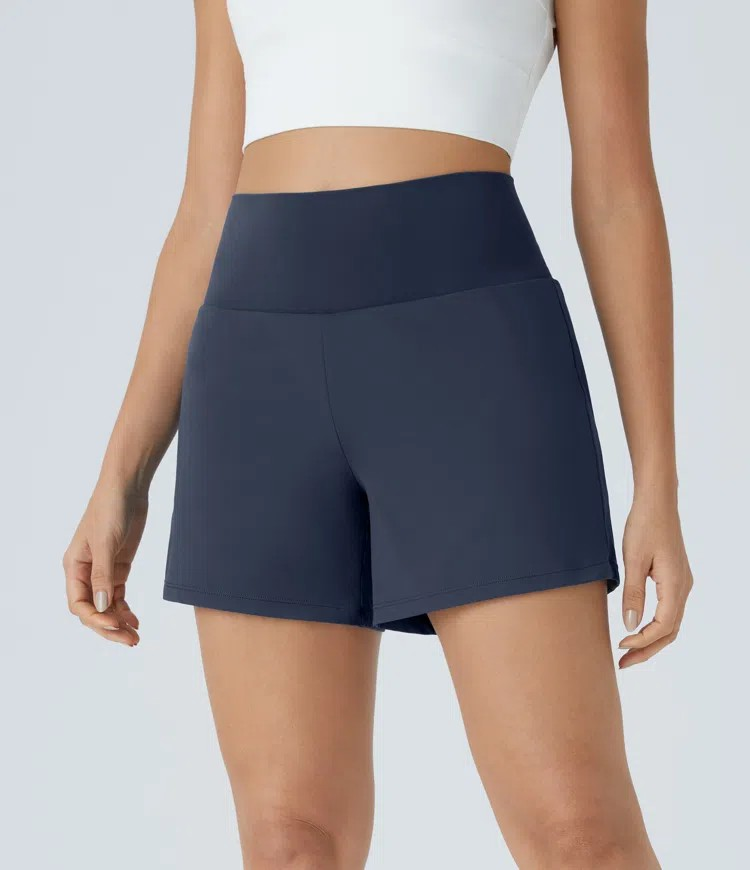 2-in-1-Yogashorts mit hoher Taille