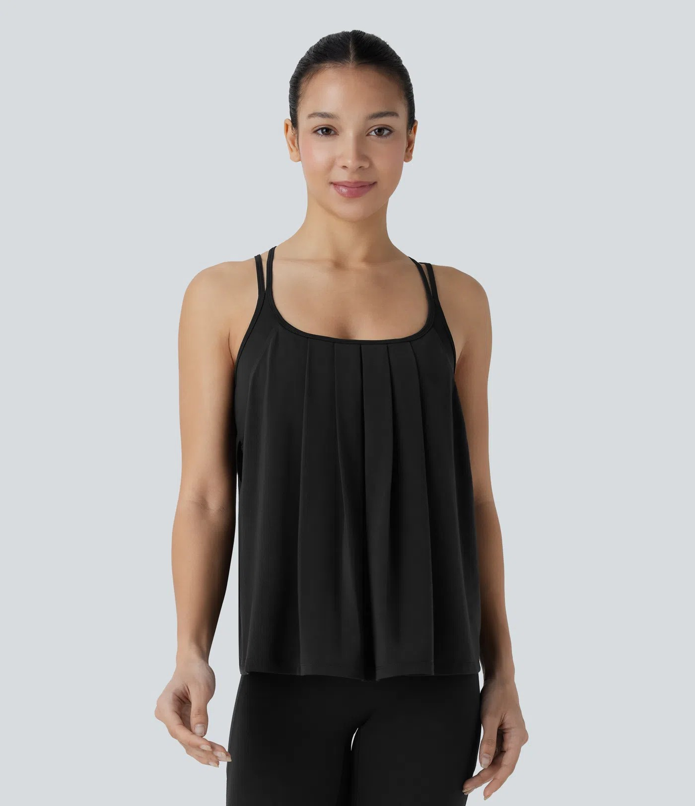 Backless Pleated Cross-Back Tank