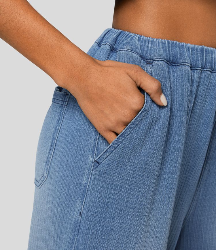 Faded Drawstring Jeans