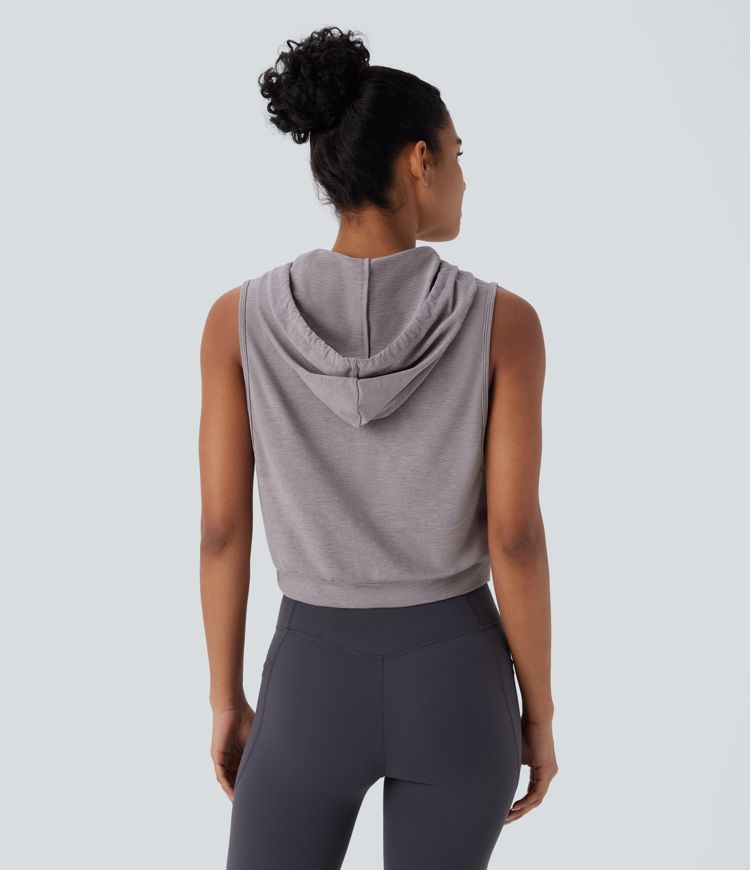 Hooded Drawstring Crop Tank