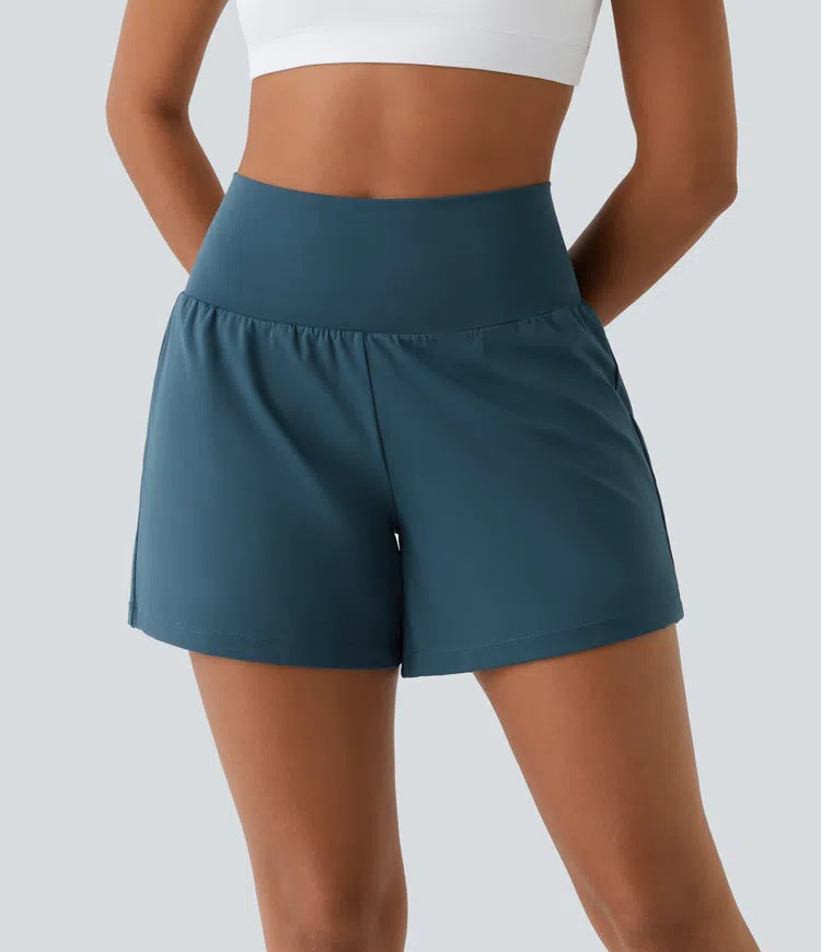 2-in-1-Yogashorts mit hoher Taille 
