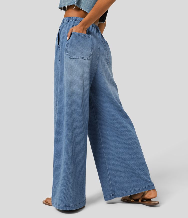 Faded Drawstring Jeans