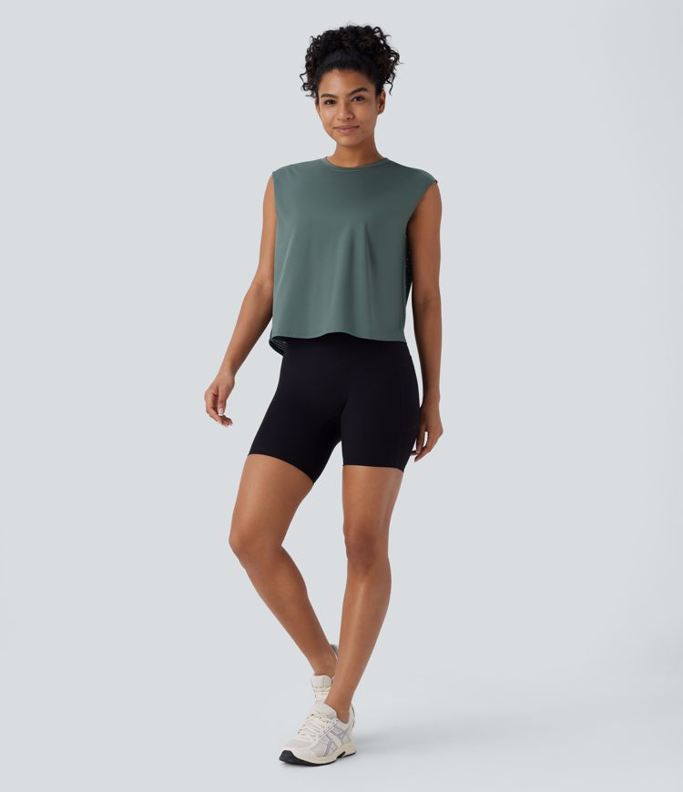 Mesh Contrast Running Tank