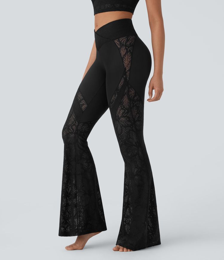 Lace Cross Flare Yoga Leggings