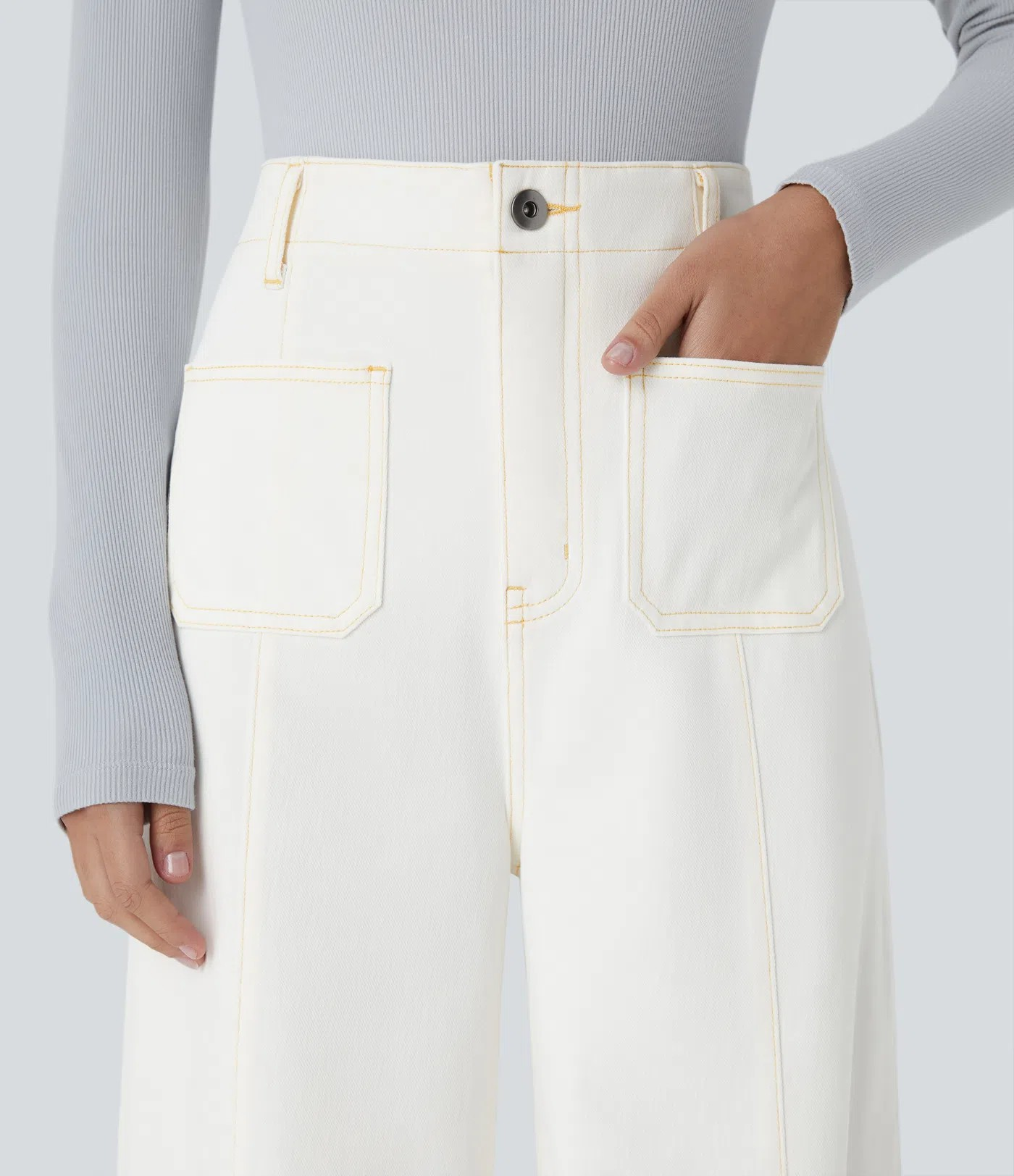 Wide-Leg Stretch Jeans