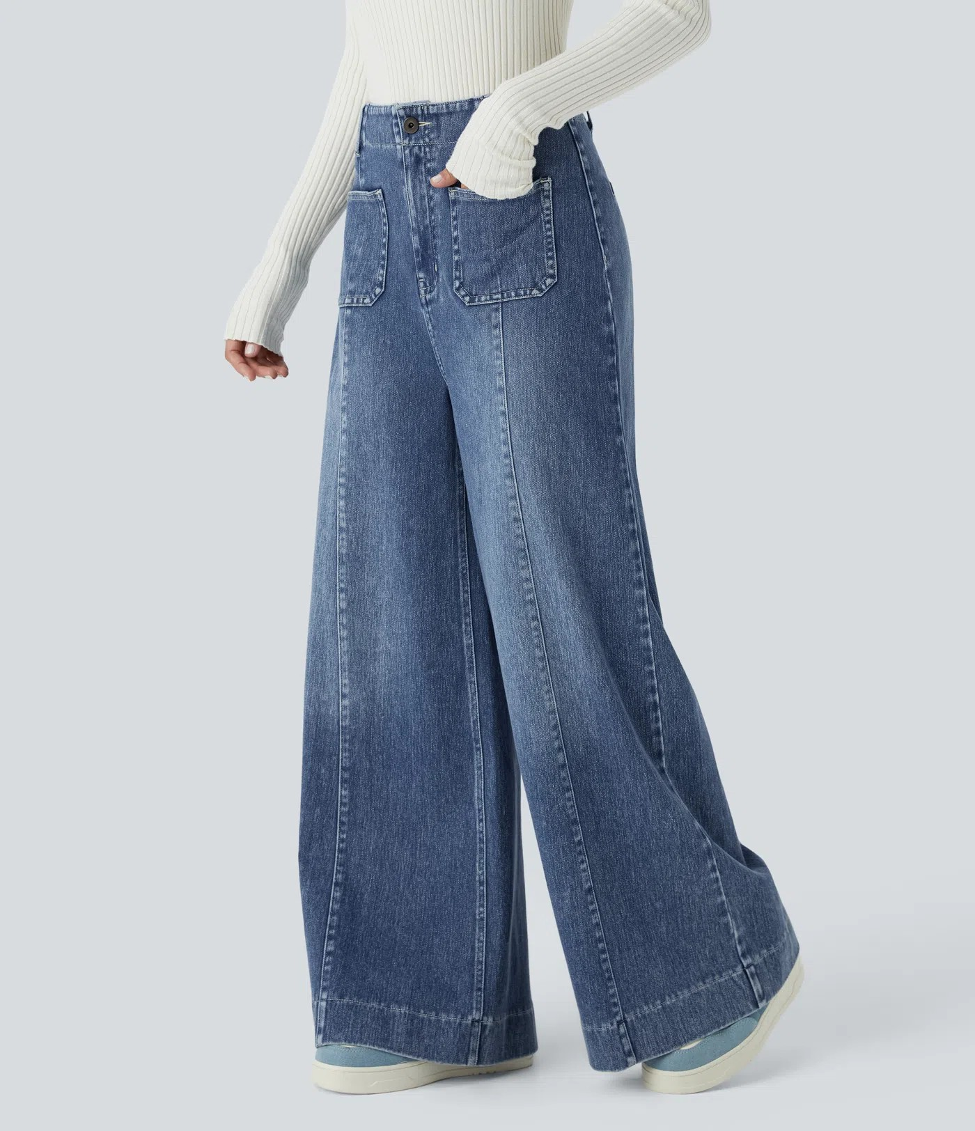 Wide-Leg Stretch Jeans