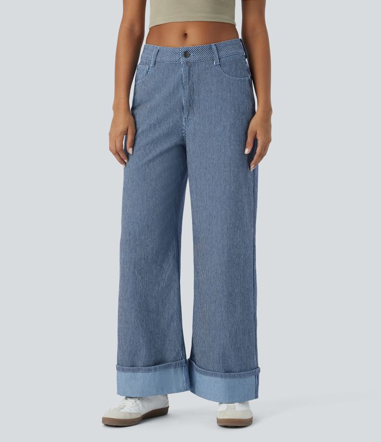 Rolled Hem Baggy Jeans