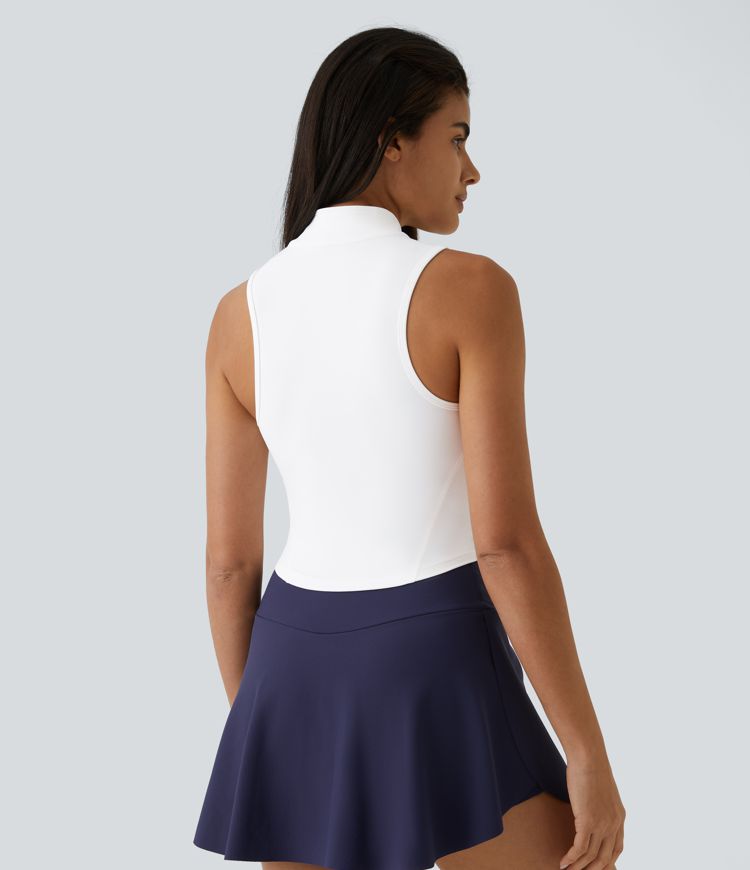 Zip Mock Neck Crop Tank