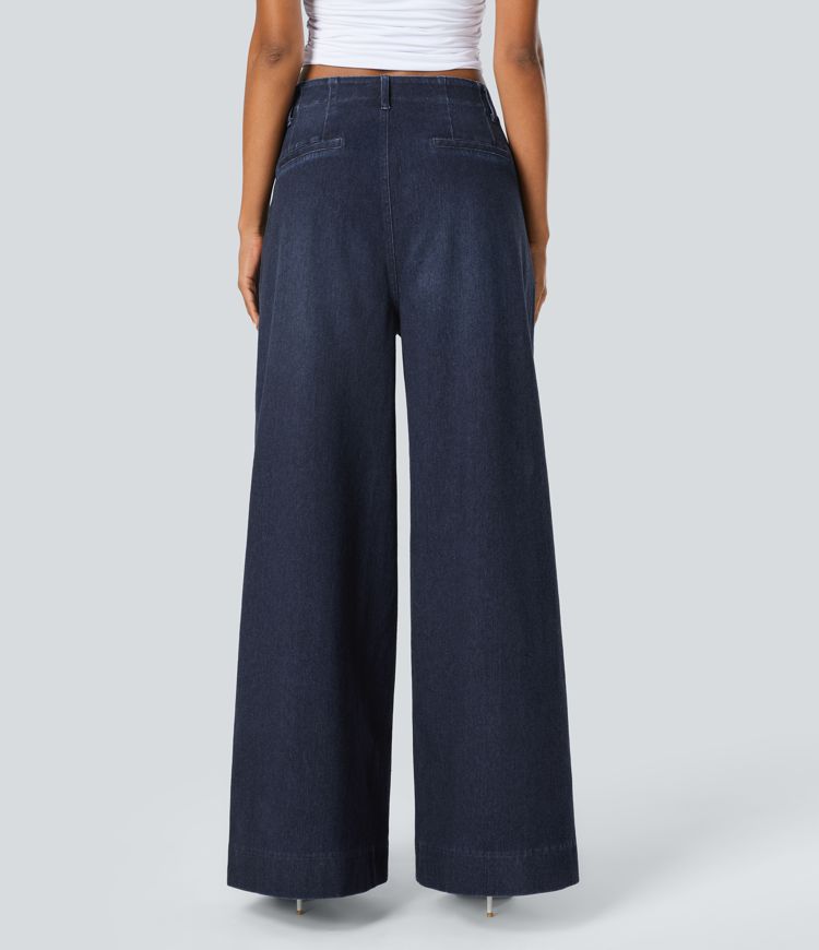 Wide-Leg Stretch Jeans
