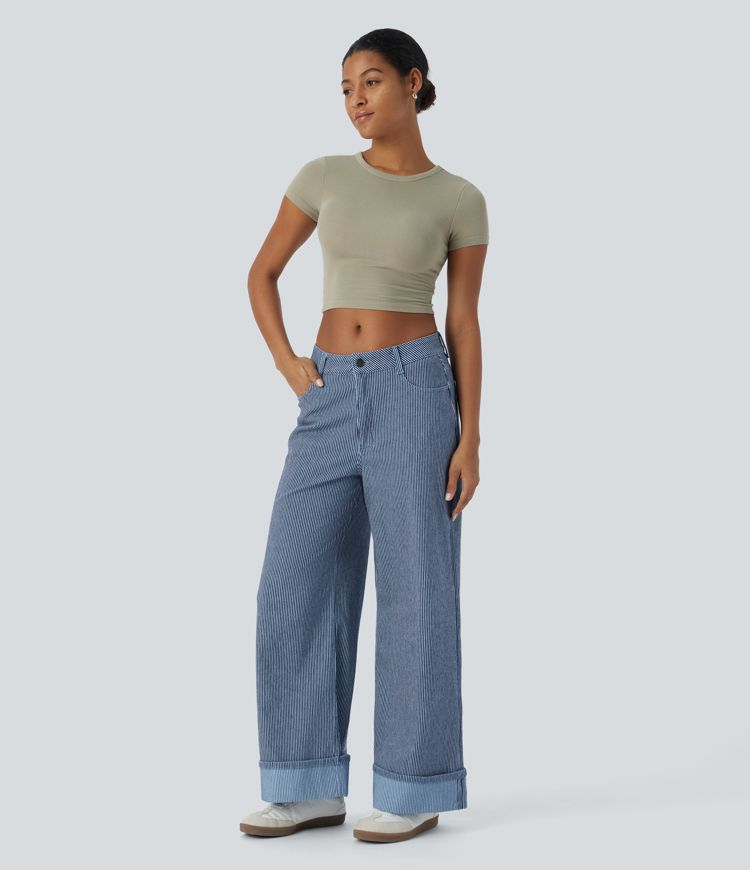 Rolled Hem Baggy Jeans
