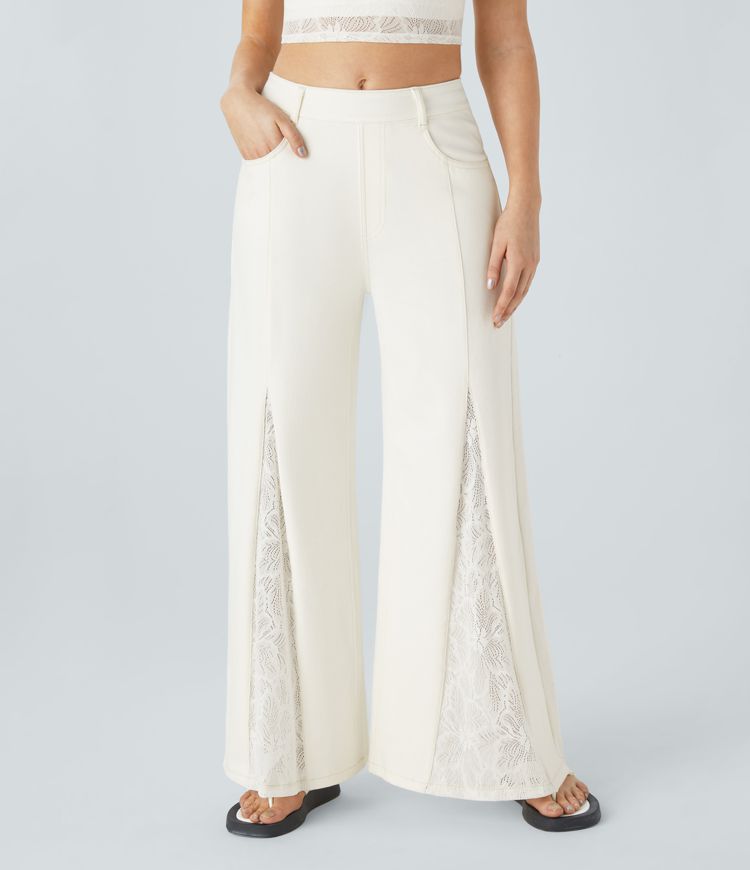 Lace-Wide Leg Jeans