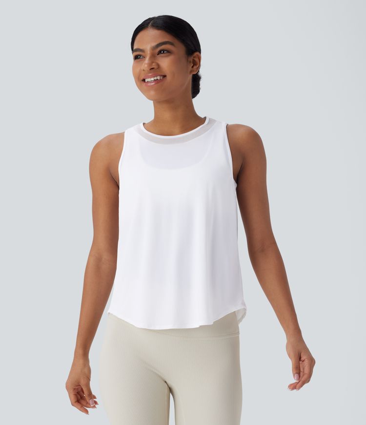 Mesh Contrast Running Tank