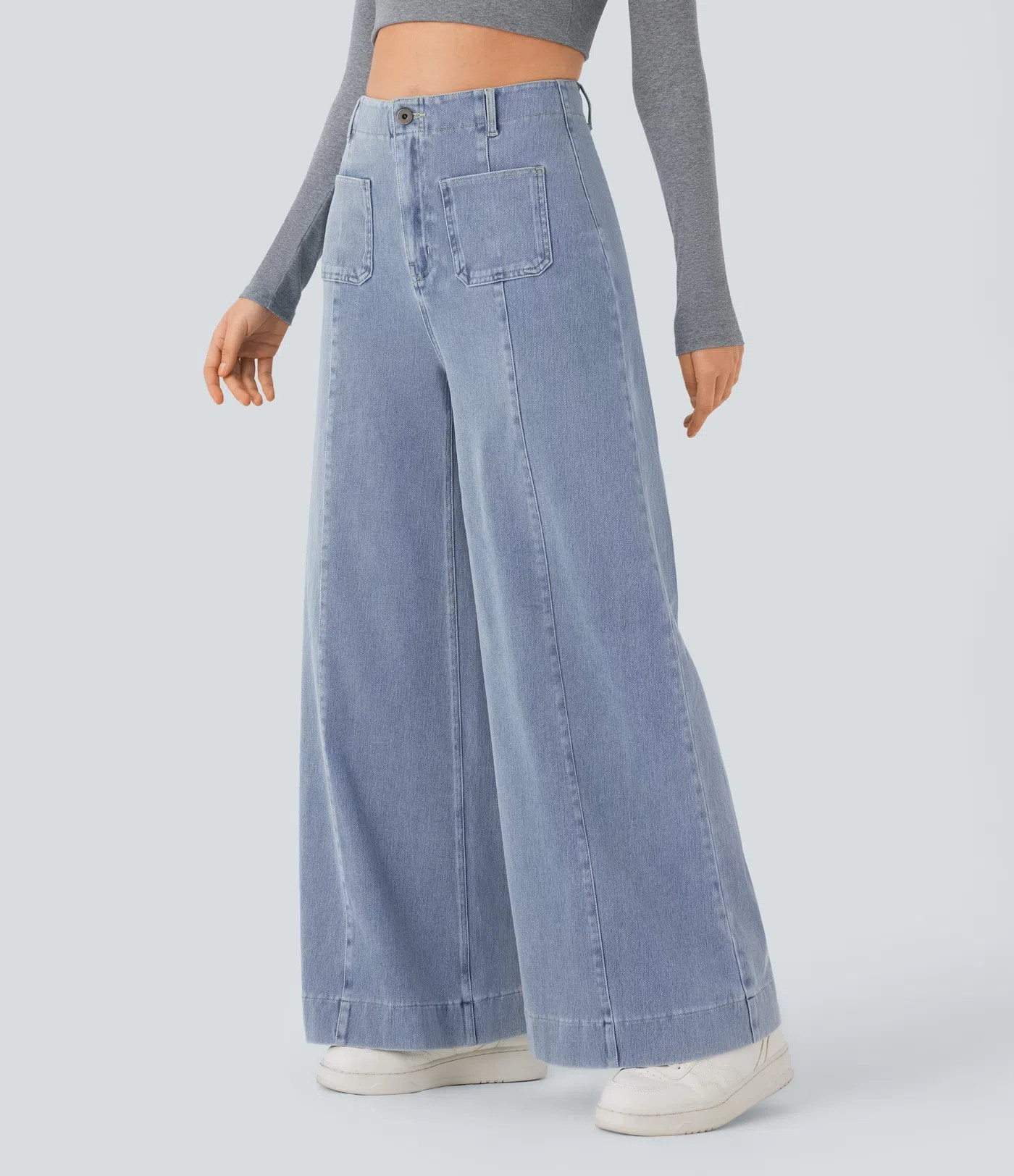 Wide-Leg Stretch Jeans