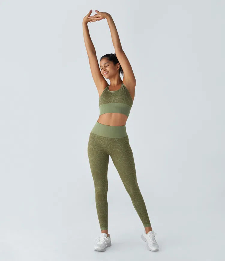 Snakeskin print yoga leggings