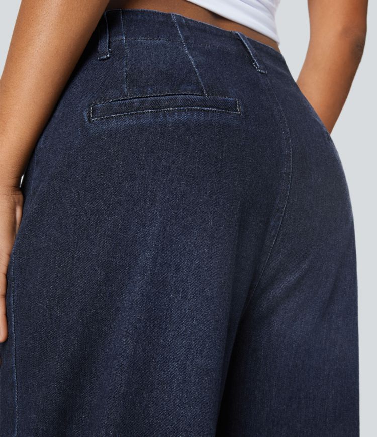 Wide-Leg Stretch Jeans