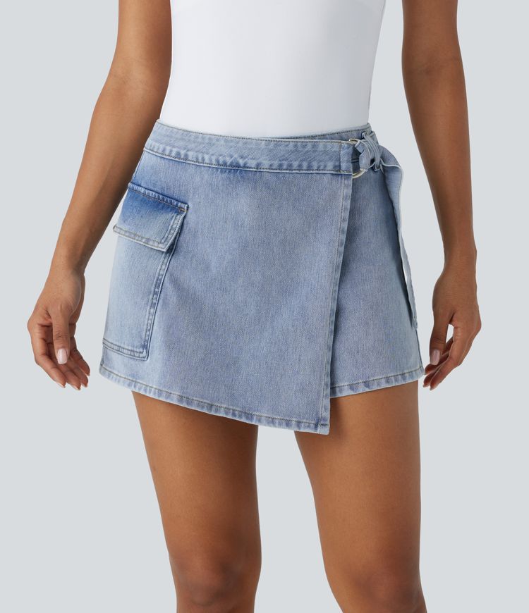 Belted Denim skirt