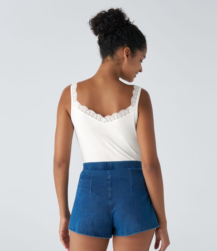 Backless Lace Contrast Tank