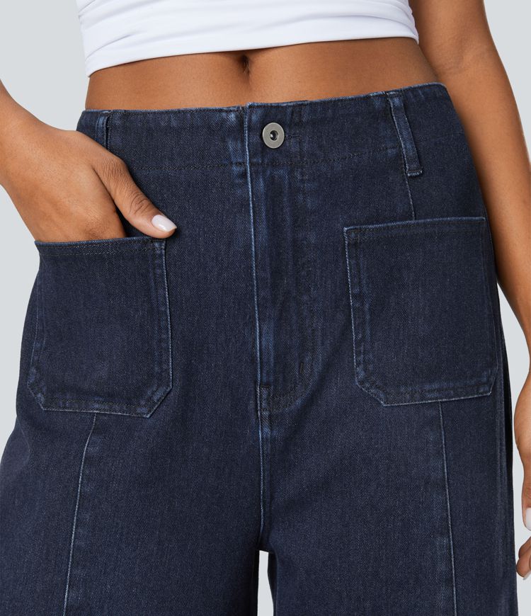 Wide-Leg Stretch Jeans