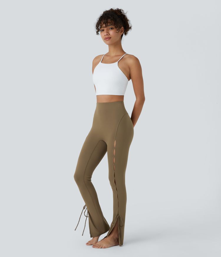 Cut-Out Split Yoga Leggings