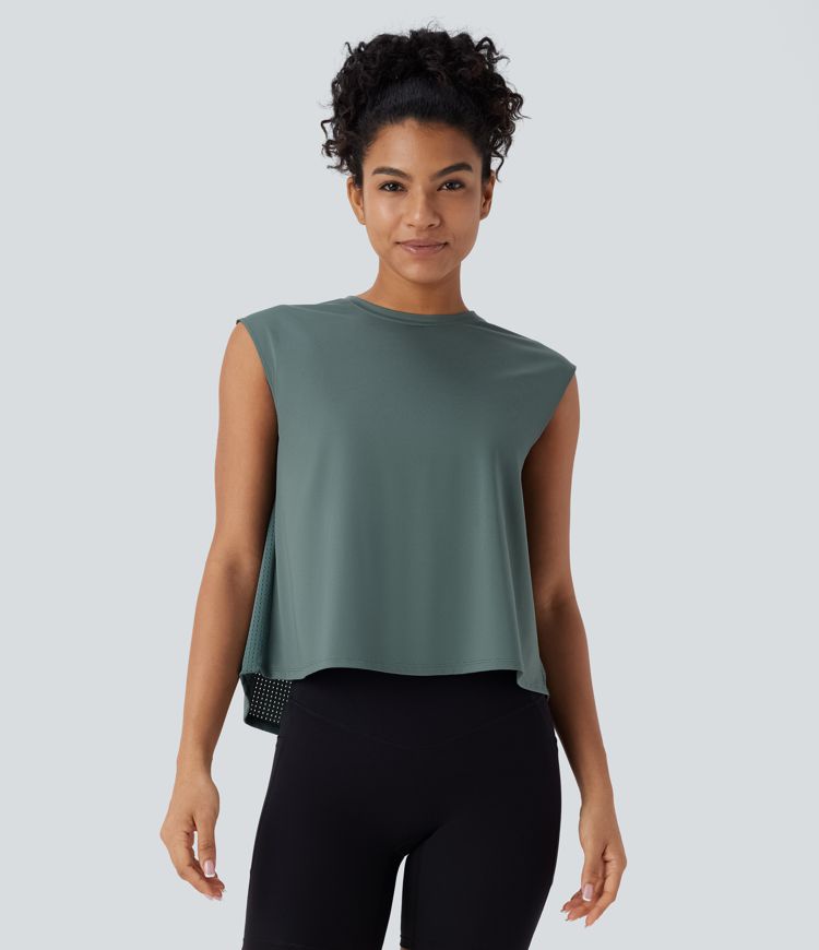 Mesh Contrast Running Tank