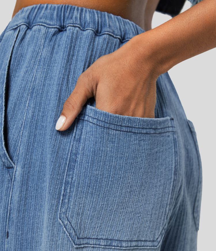 Faded Drawstring Jeans