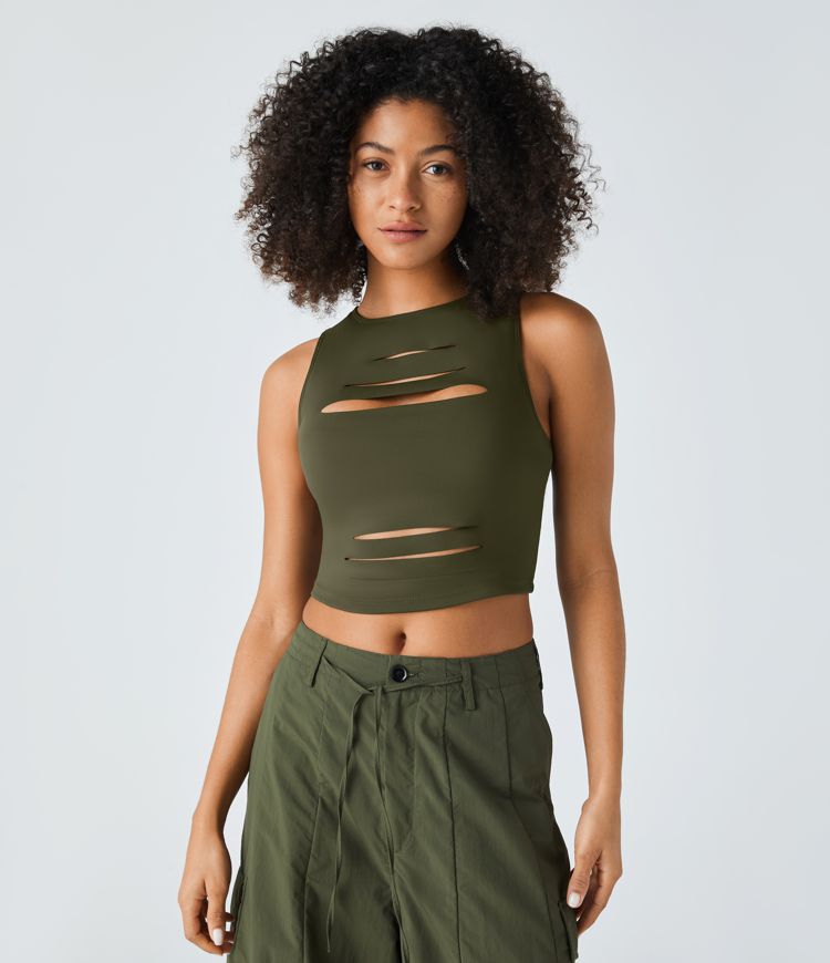 Backless Ripped Crop Tank