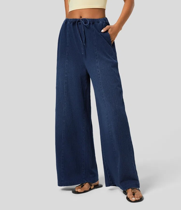 Faded Drawstring Jeans