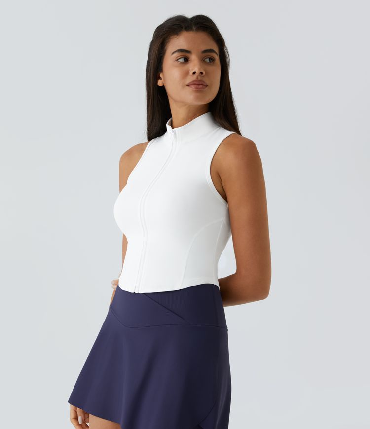 Zip Mock Neck Crop Tank