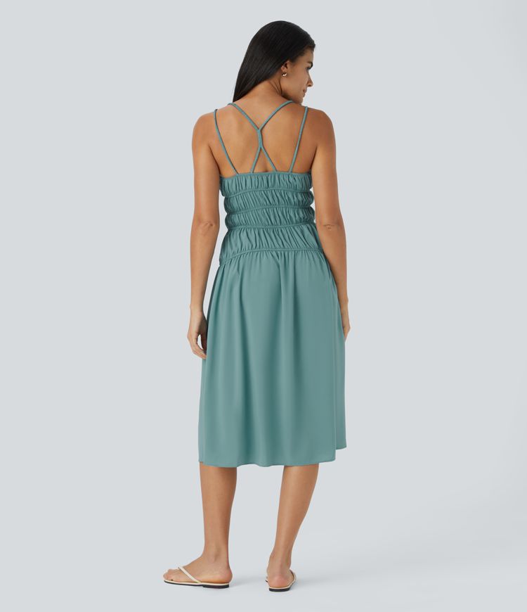 Pleat flow midi dress