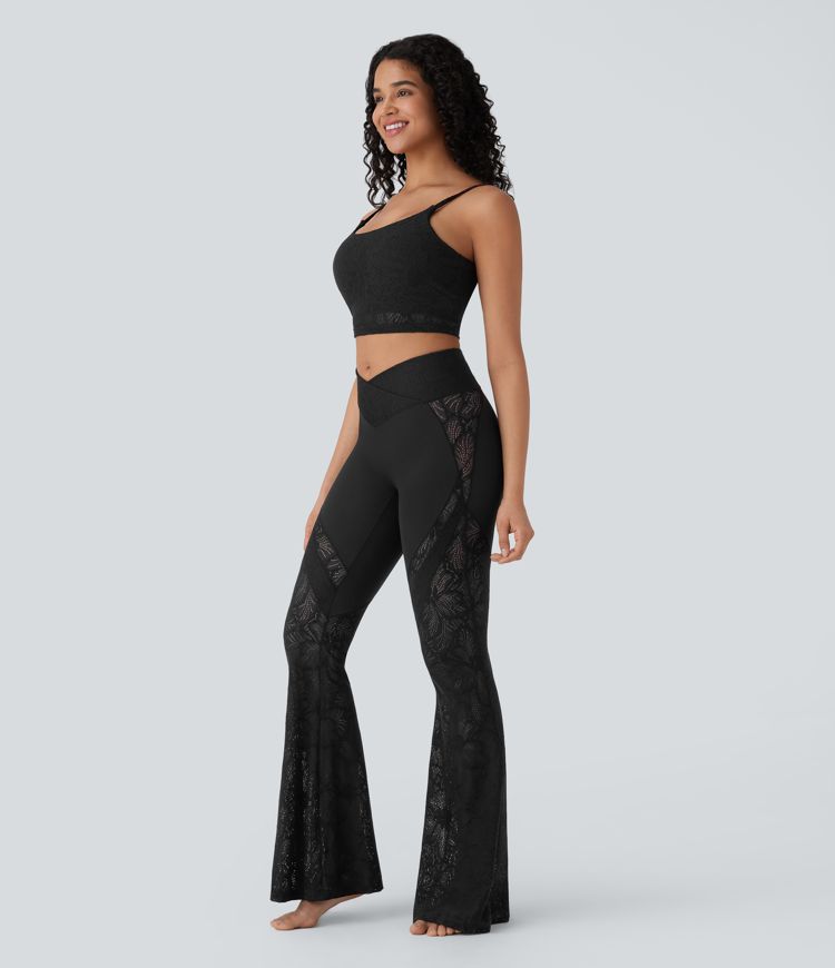 Lace Cross Flare Yoga Leggings