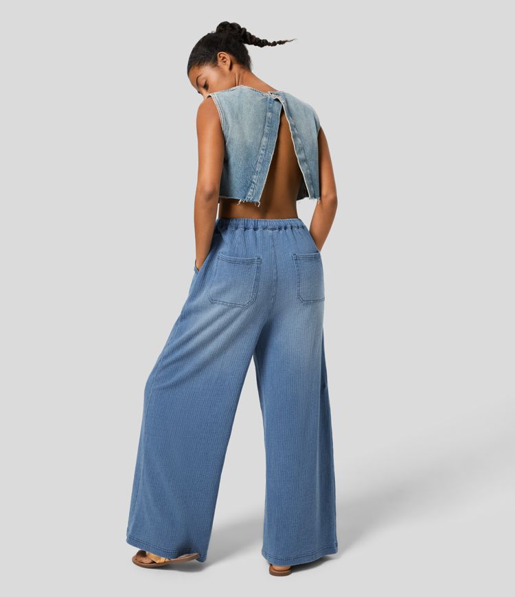 Faded Drawstring Jeans