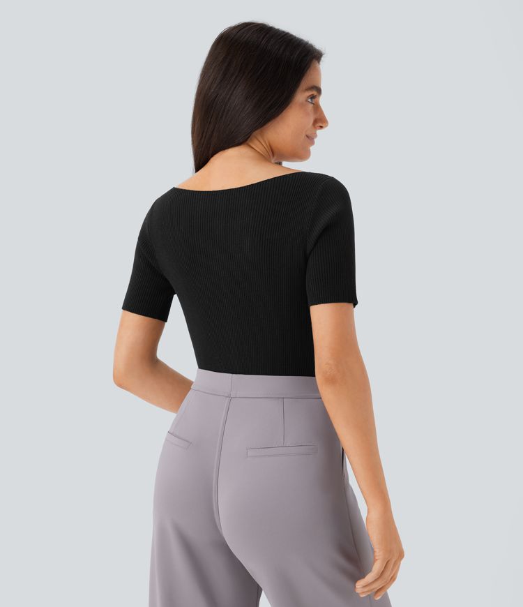Boat Neck Slim Sweater