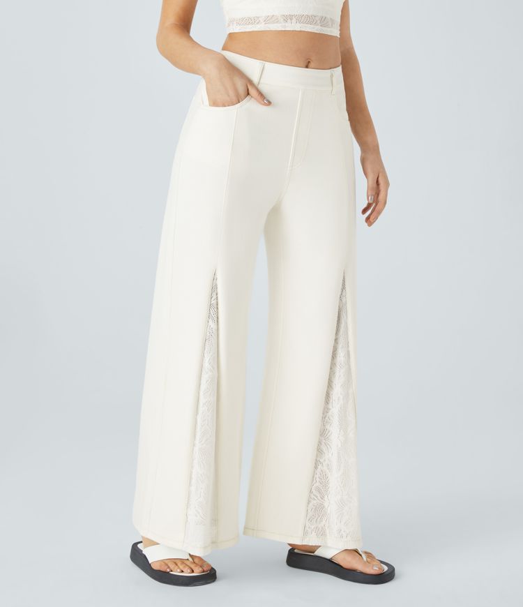 Lace-Wide Leg Jeans