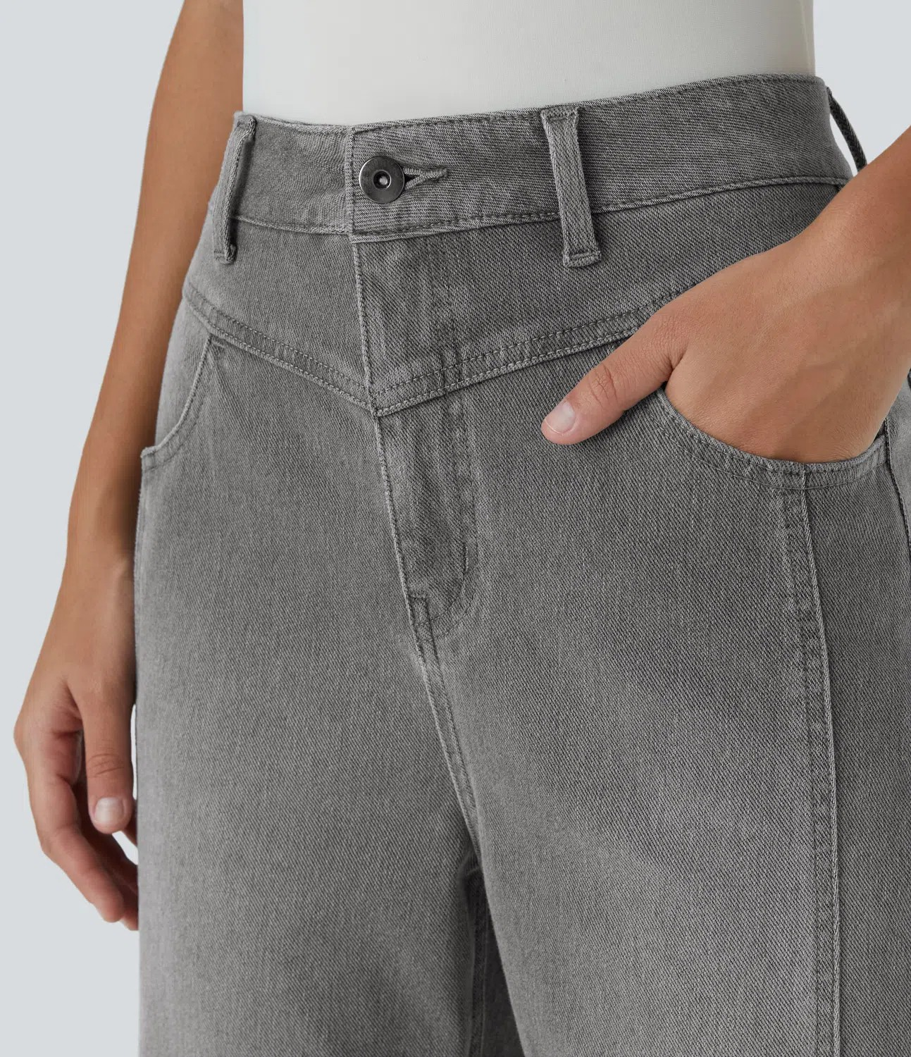 High-Waisted Button Jeans