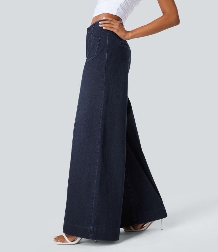Wide-Leg Stretch Jeans