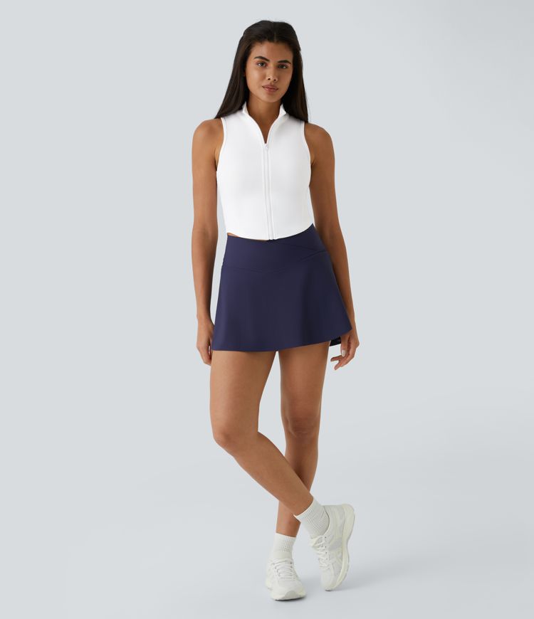 Zip Mock Neck Crop Tank
