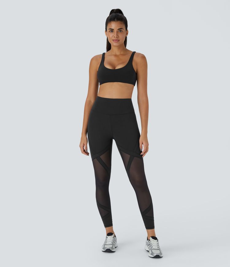 Plush mesh yoga leggings
