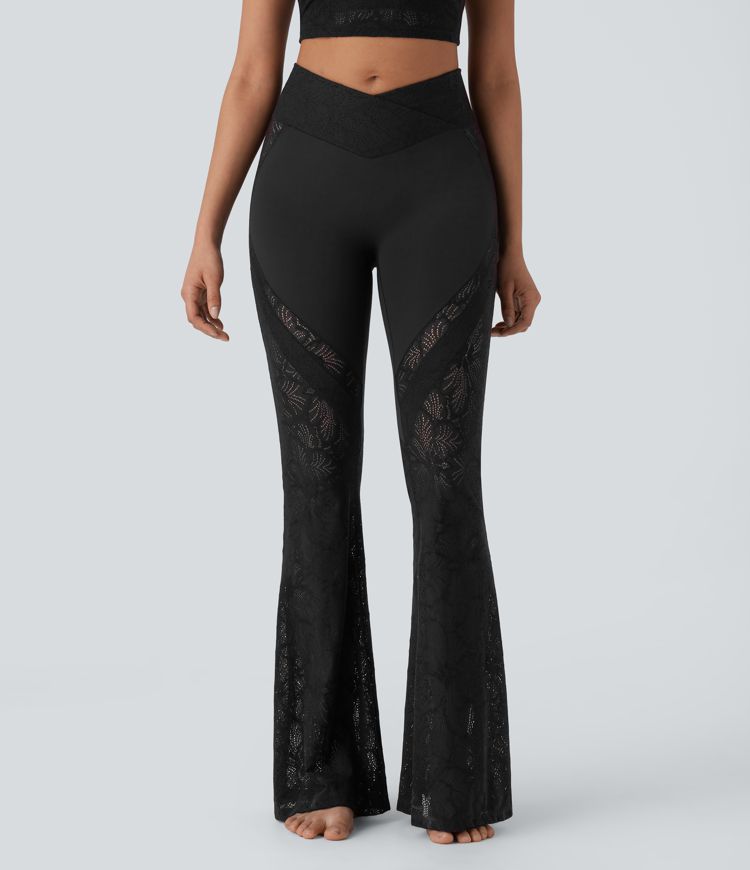 Lace Cross Flare Yoga Leggings