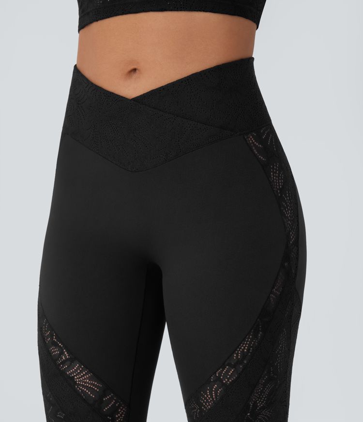 Lace Cross Flare Yoga Leggings