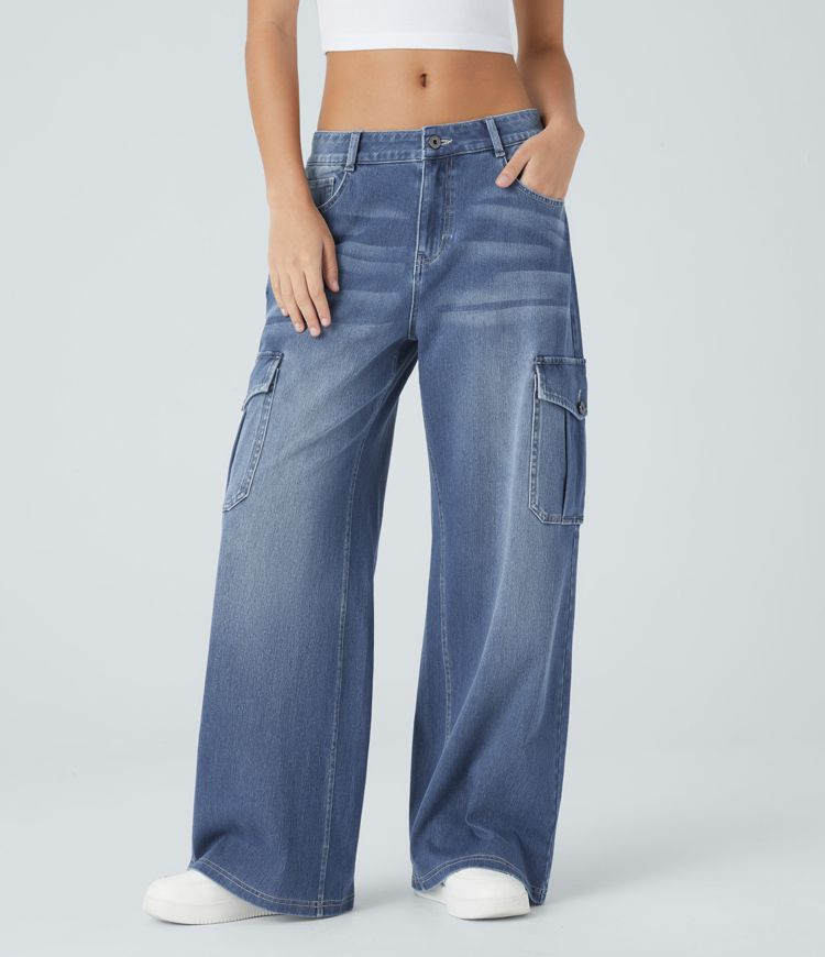 Casual cargo baggy jeans