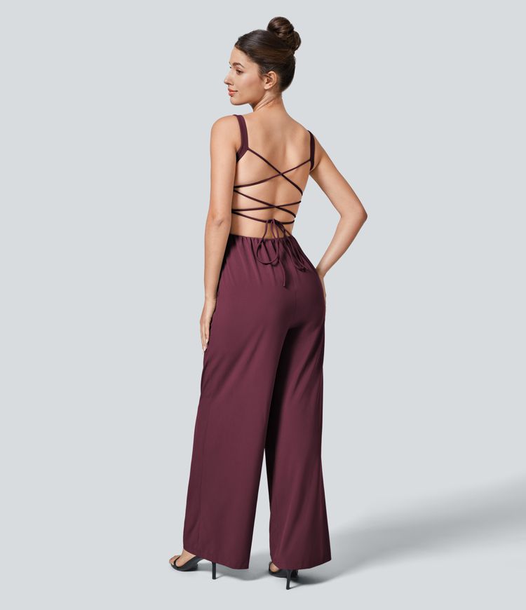 Backless Cross-Back Jumpsuit